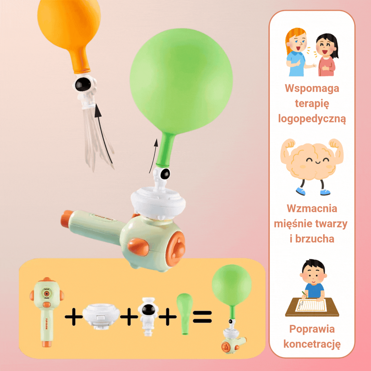 Logopeduś - zabawka wspierająca ćwiczenia oddechowe i motorykę ustną